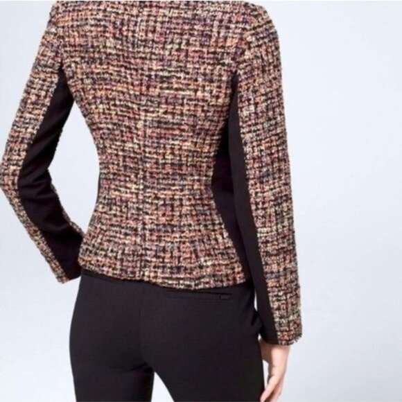 White House Black Market Jackets & Blazers - NWOT White House Black Market Tweed Moto Jacket - Black w/ Pink Flush